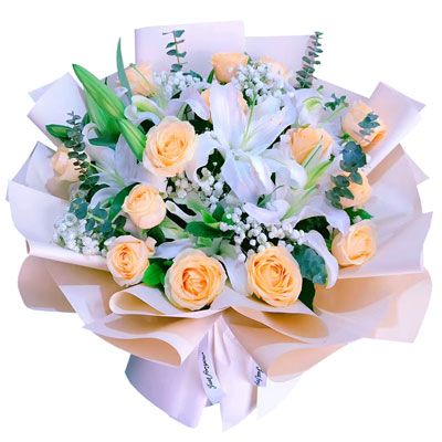 芜湖16朵香槟玫瑰2支百合，爱的温暖和幸福