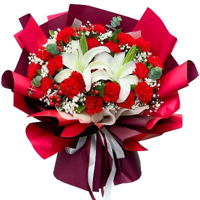 芜湖18朵红色康乃馨百合，满满的幸福