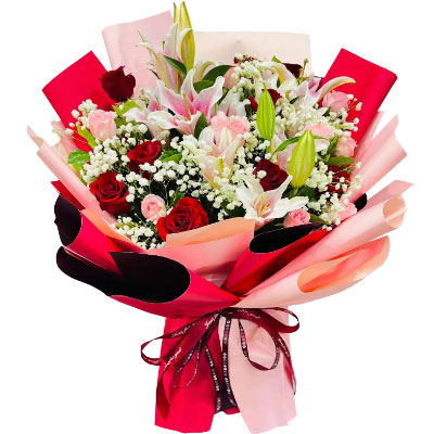 芜湖19朵玫瑰混搭百合，我的心属于你