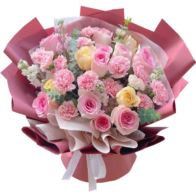 芜湖12朵玫瑰康乃馨混搭，青春如春花绽放