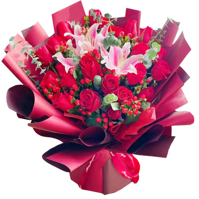 芜湖22朵红玫瑰百合，爱的火焰