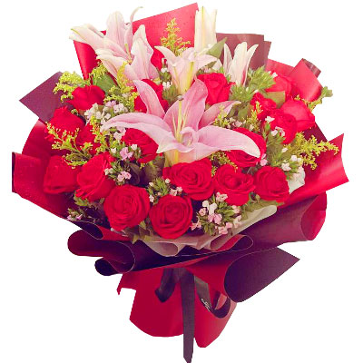 芜湖21朵红玫瑰2支百合，真真的情意