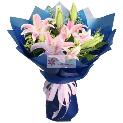 芜湖6支粉色多头百合，你是最好看的风景