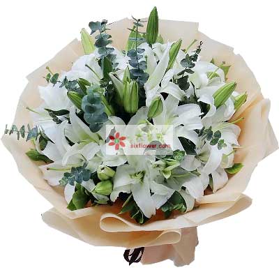 芜湖9支白色多头百合，祝福你幸福